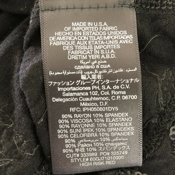 Bebe Sequin Blouse Black Slouchy Shark Bite Hem Cropped Top - Picture 8 of 9